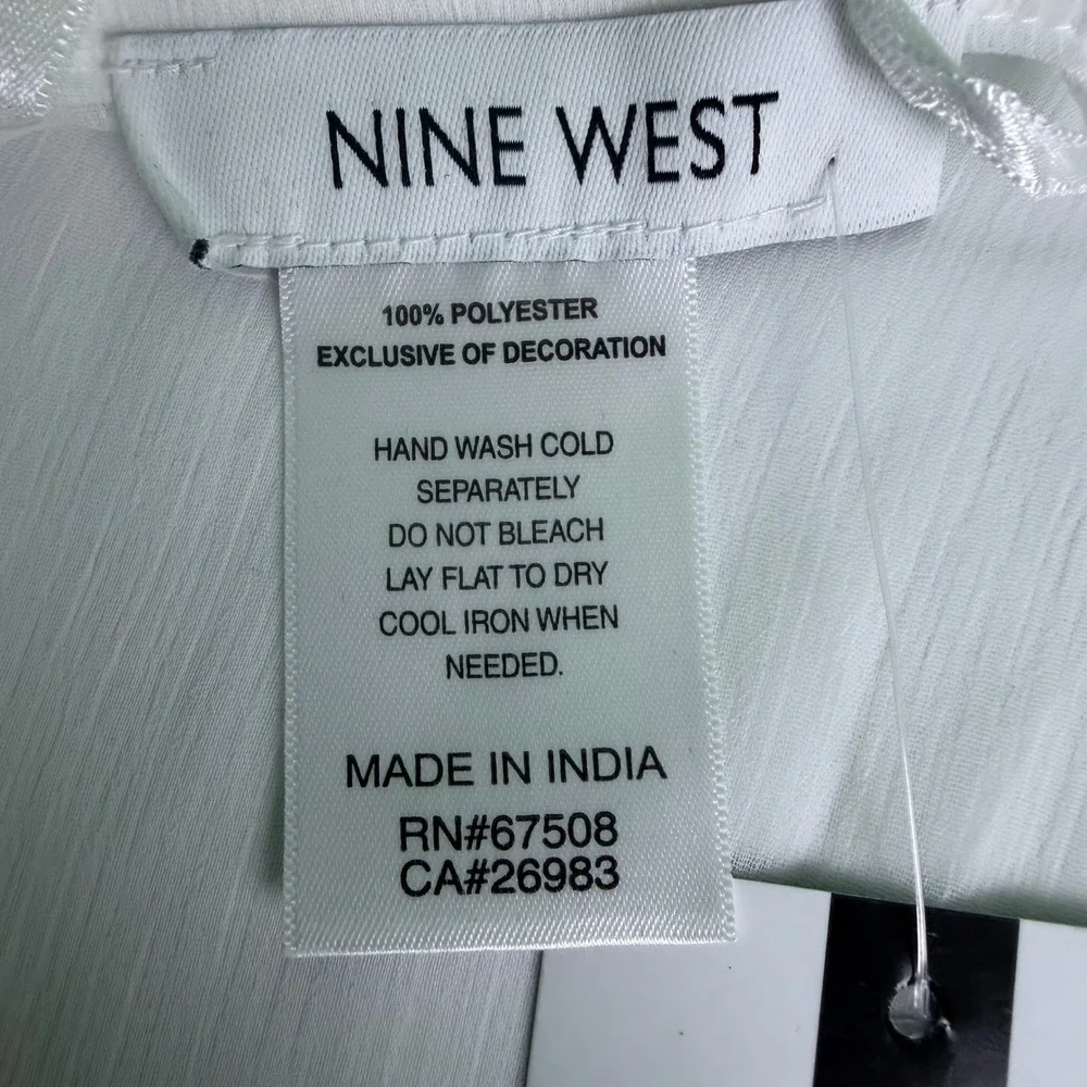 NWT Nine West Womens O/S Kimono Coverup White Pom Pom Trim‎